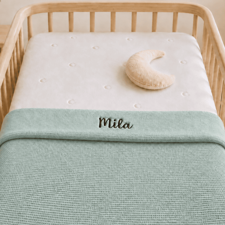 Jollein Basic Knit Ledikantdeken met geborduurde naam