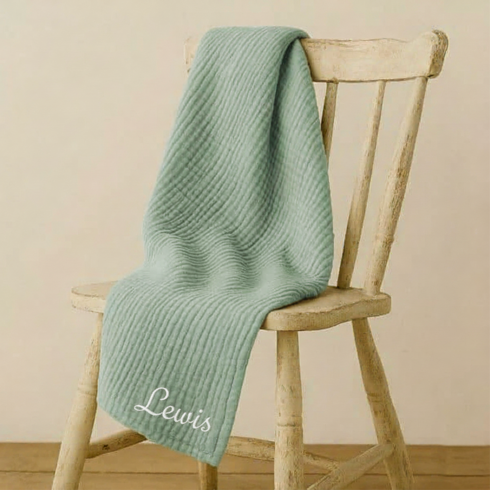 Personalisierte Puck- / Mulltuch-Swaddle 100×100 cm